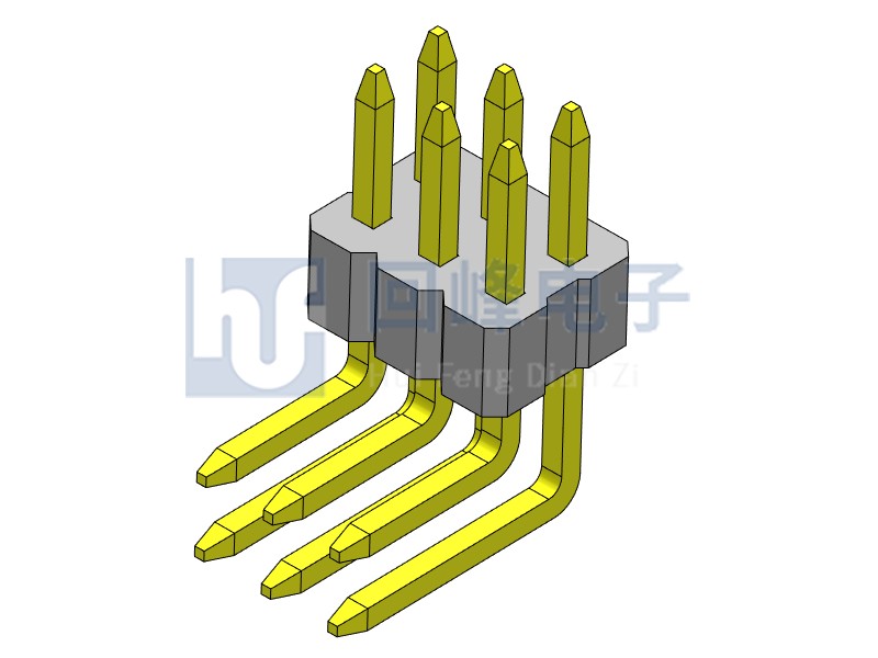 1.0mm 单塑  90度 2*3PIN  排针
