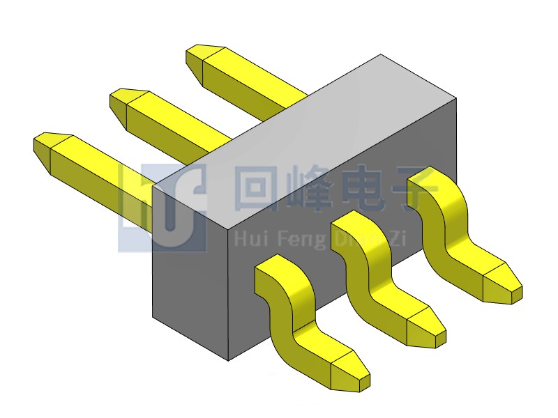1.0mm 单塑 SMT 90度 1*3PIN  排针