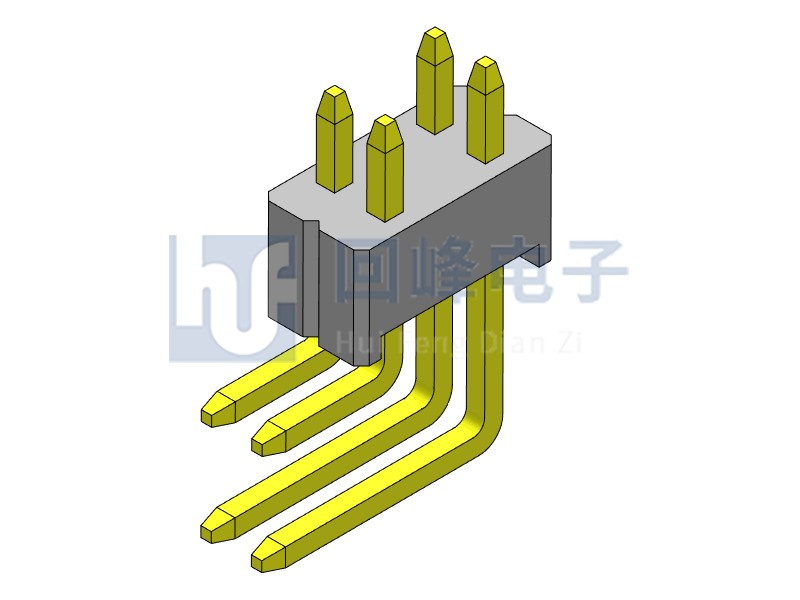 1.27mm 单塑单排 90度 2*2PIN 排针