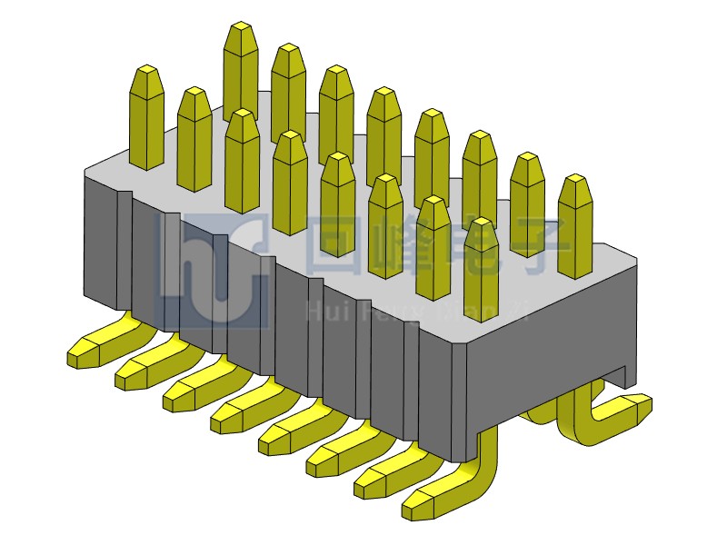 1.27mm 单塑 SMT 180度 2*8PIN 排针