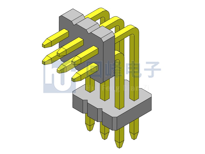 1.27mm 双塑双层 90度 2*3PIN  排针