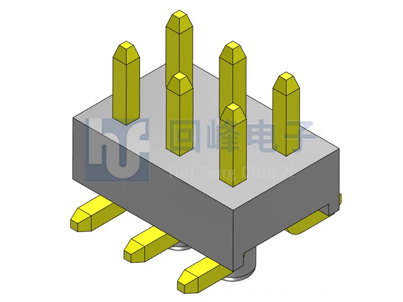 2.54mm 单塑 SMT 180度 2*3PIN 排针