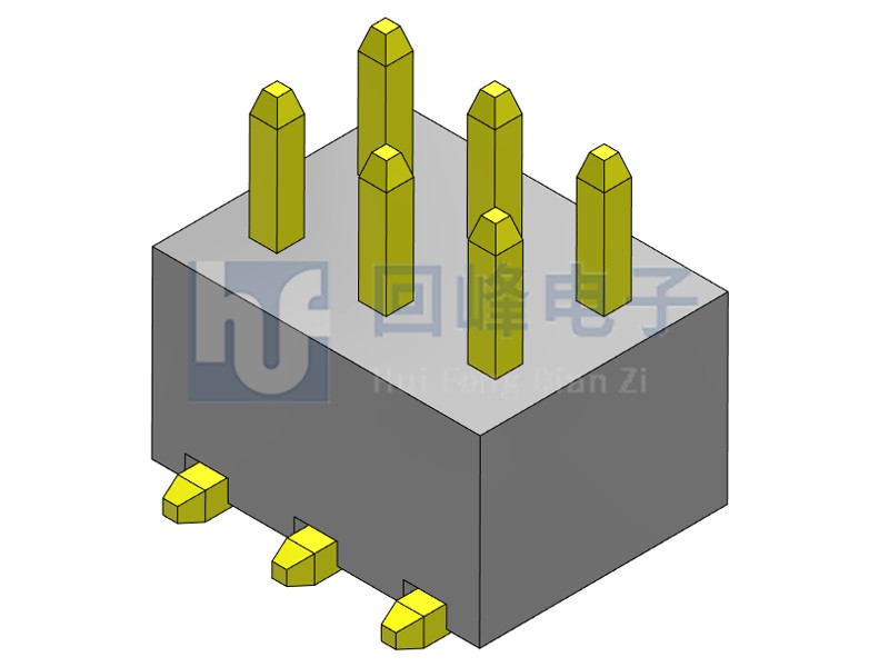 2.54mm 单塑 SMT 180度 2*3PIN 排针