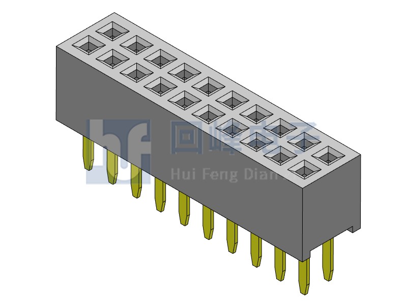 1.27mm 双排单塑 180度 2*10PIN  排母