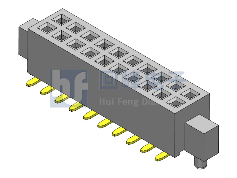 1.27mm排母 双排单塑 SMT 180度 带定位柱