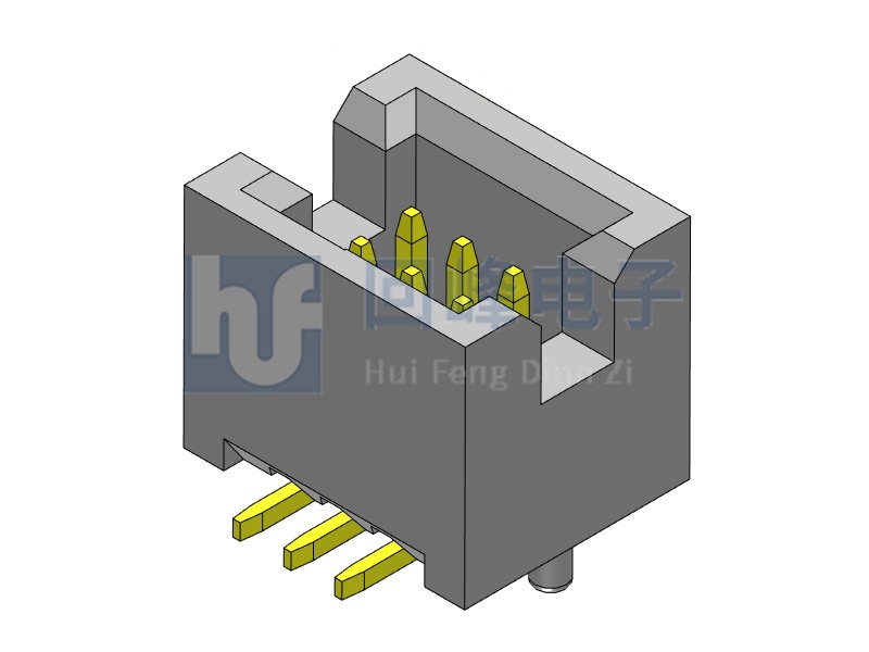 1.27mm牛角 双排双塑 2*3PIN DIP 带固定柱