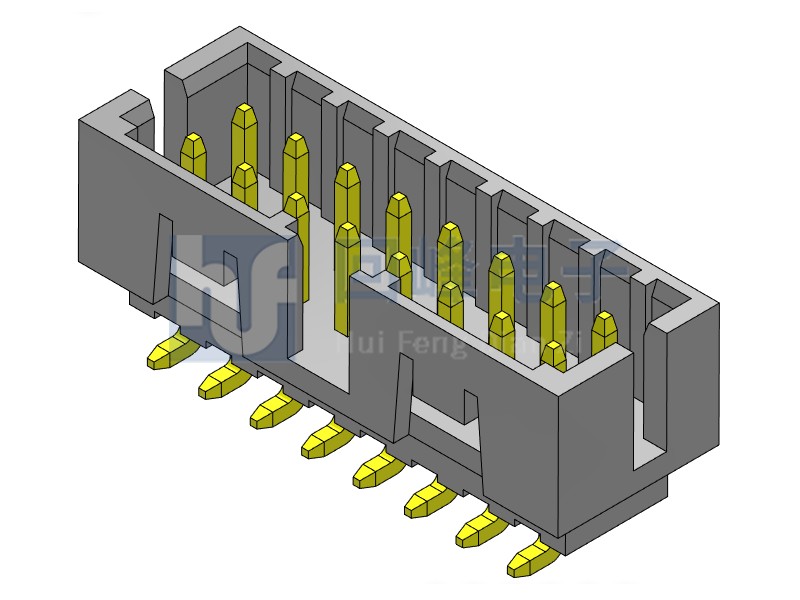 2.0mm简牛 双排单塑 SMT 2*8PIN  黑色