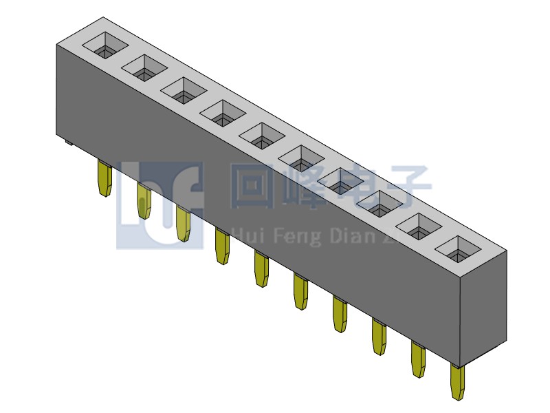 2.0mm排母 单排单塑 DIP 180度 1*40PIN