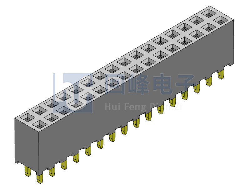 2.0mm排母 双排双塑 DIP 180度