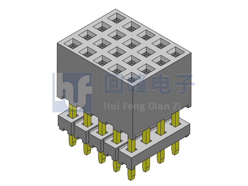 2.0mm排母 4排双塑 DIP 180度 4*5PIN
