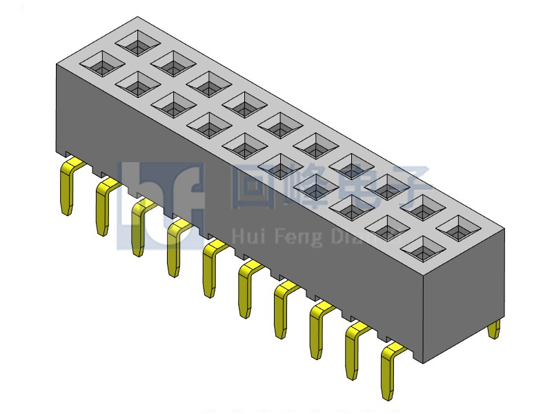 2.0mm排母 双排双塑 DIP 90度弯脚
