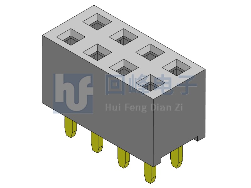 2.54mm排母 双排单塑 DIP 180度 2*4PIN