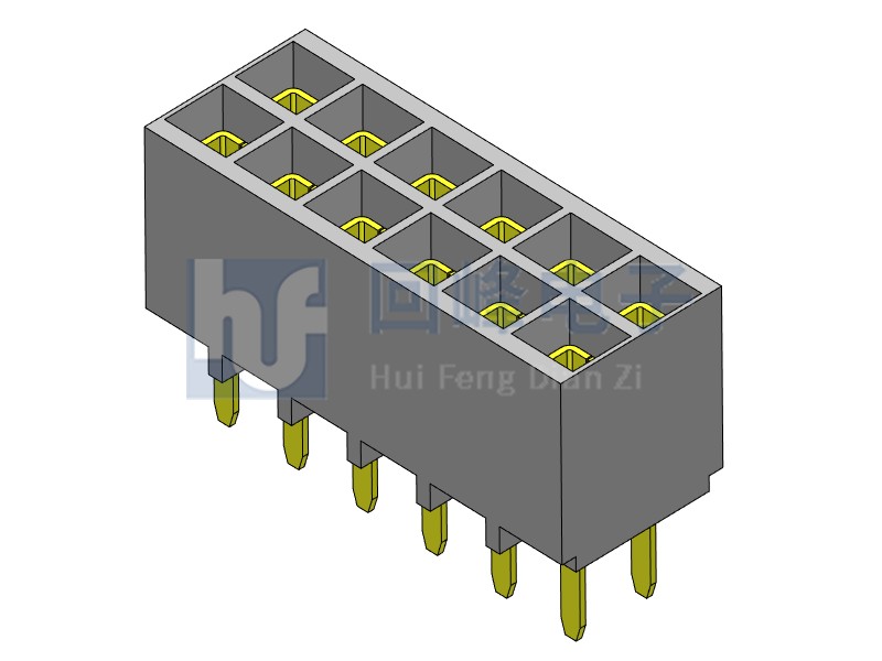 2.54mm排母 双排单塑 DIP 180度