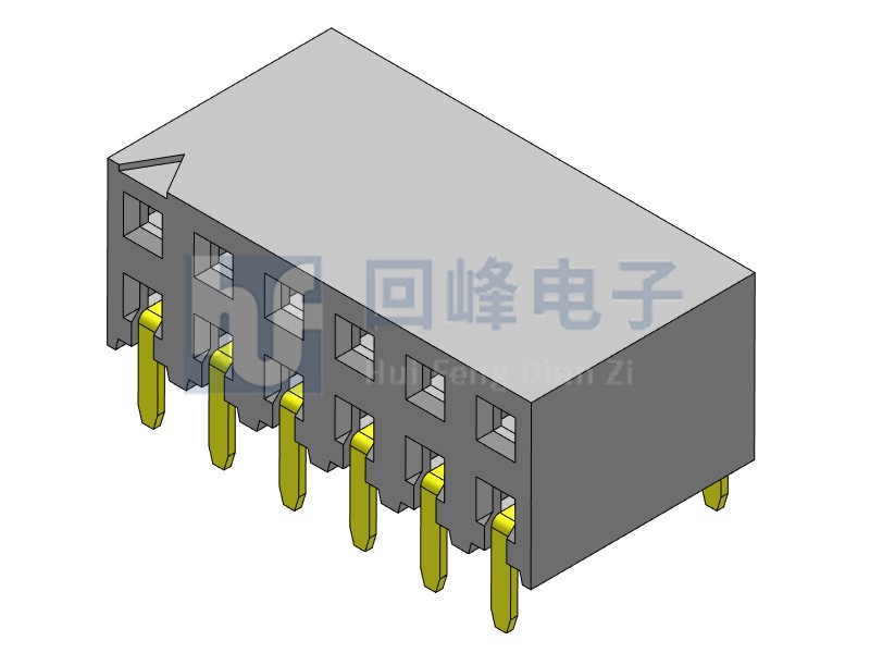 2.54mm排母 双排单塑 DIP 90度弯脚