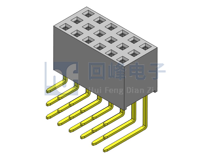 2.54mm排母 三排单塑 DIP 90度 3*40PIN