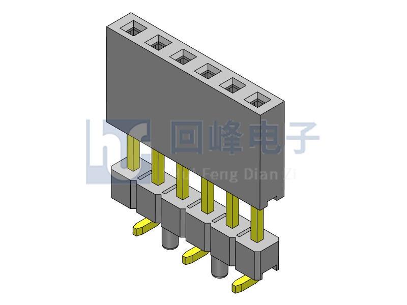 2.54mm排母 单排双塑 SMT 180度 1*40PIN