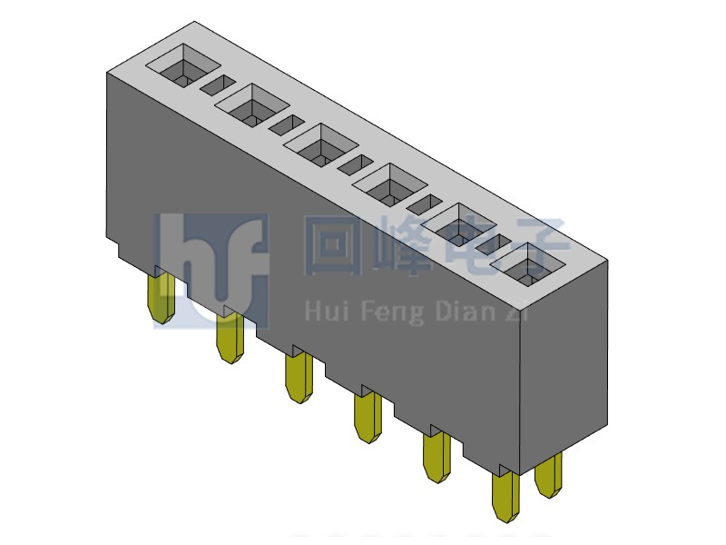 3.96mm排母 单排单塑 DIP 180度 1*40PIN