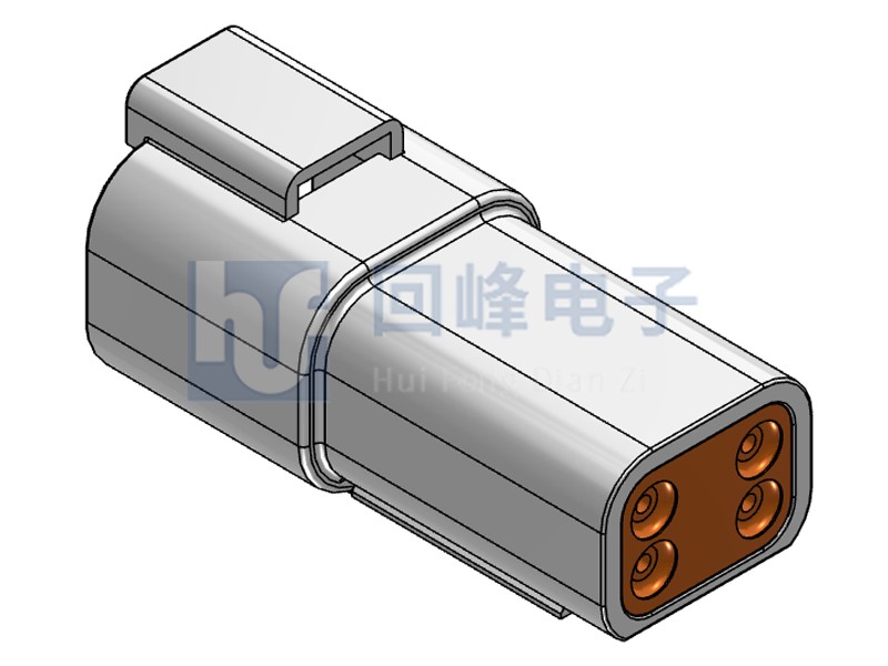 2*2PIN 公端子护套 线到线 可密封 灰色塑壳