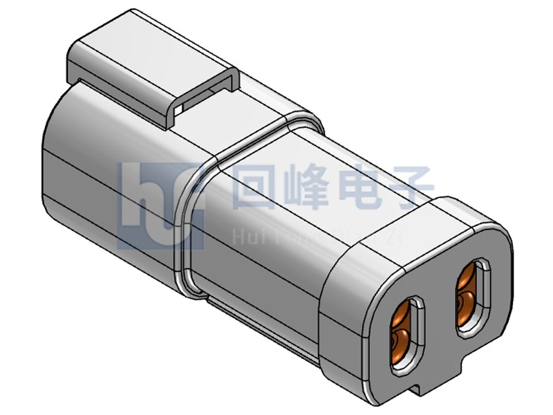 2*2PIN 公端子护套 线到线 可密封 灰色塑壳