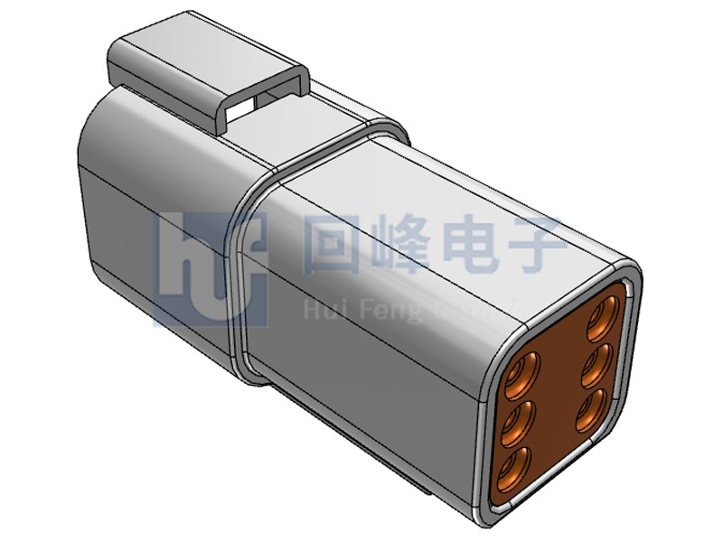 2*3PIN 公端子护套 线到线 可密封 灰色塑壳