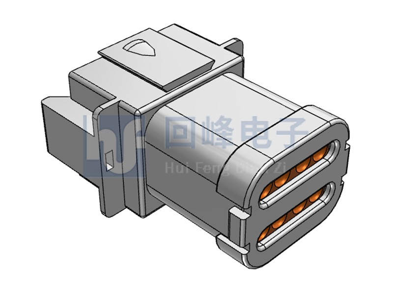 2*4PIN 公端子护套 线到线 可密封 灰色塑壳
