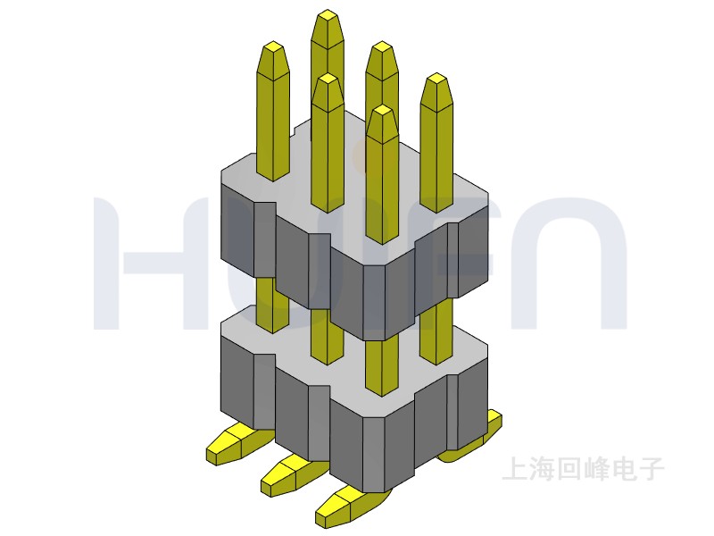 1.0mm 双塑 SMT 2*3PIN 排针