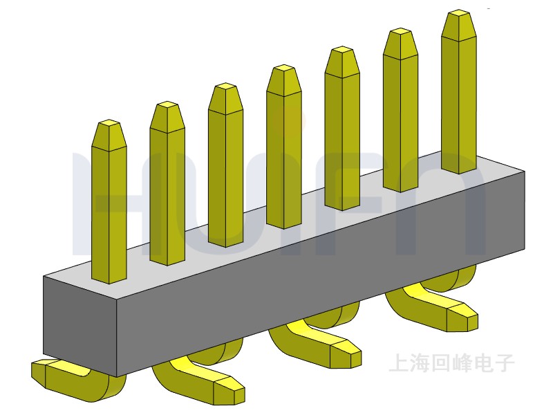 1.0mm 单塑 SMT  1*7PIN  回峰