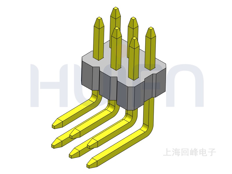 1.0mm 单塑  90度 2*3PIN  排针