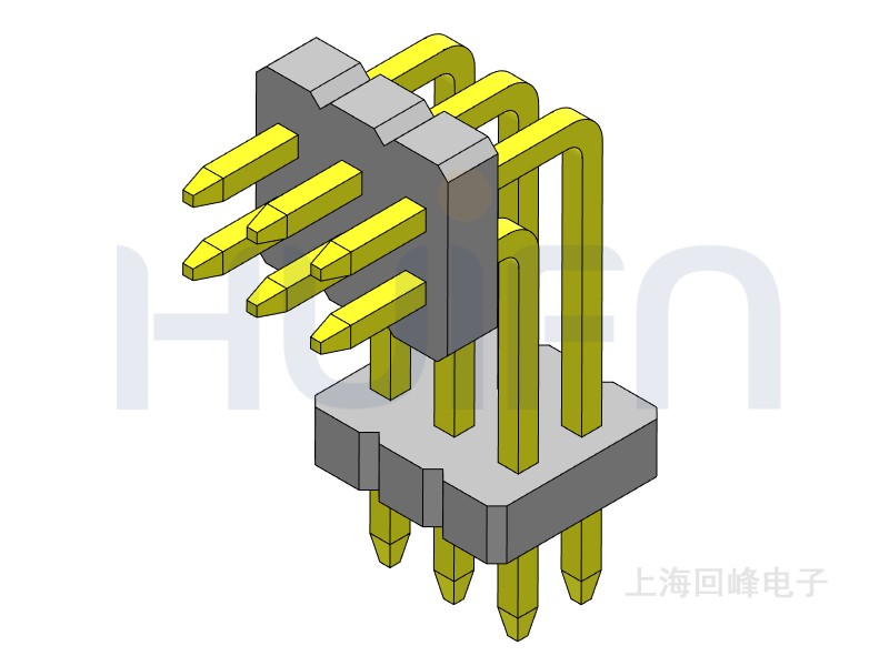 1.27mm 双塑双层 90度 2*3PIN  排针