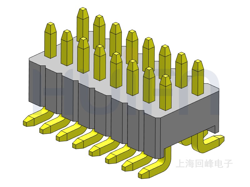 1.27mm 单塑 SMT 180度 2*8PIN 排针