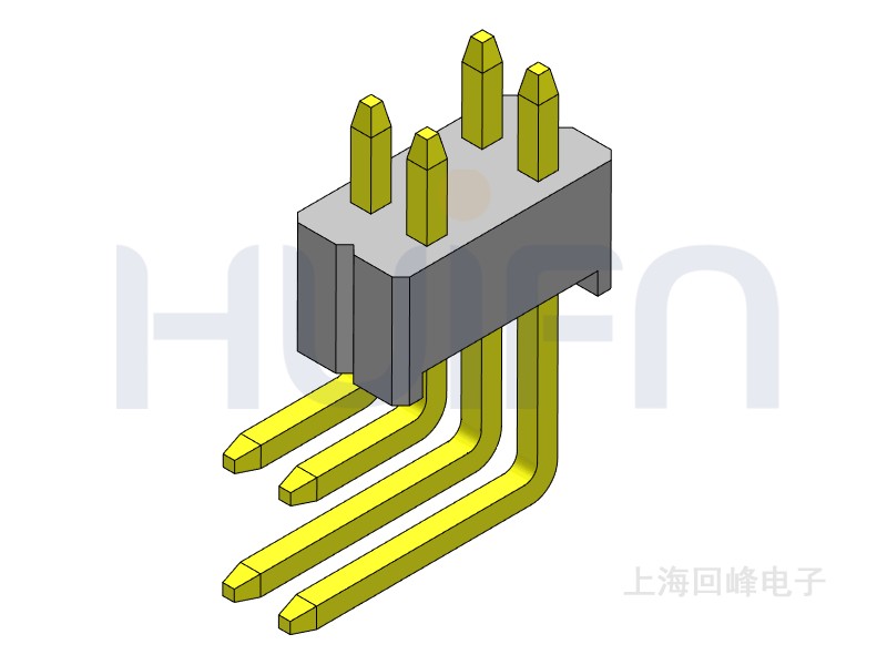 1.27mm 单塑单排 90度 2*2PIN 排针