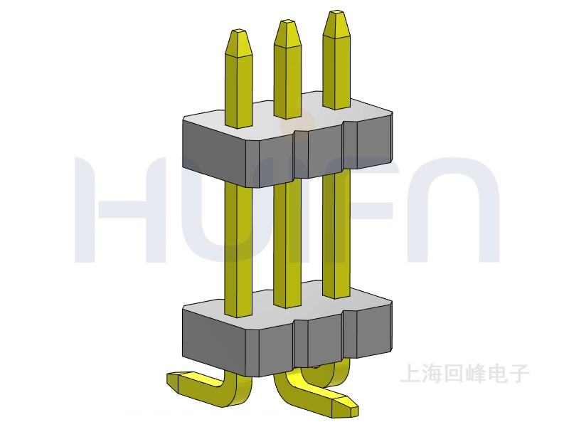 1.27mm 双塑单排 SMT 180度 1*3PIN 排针
