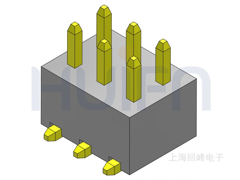2.54mm 单塑 SMT 180度 2*3PIN 排针