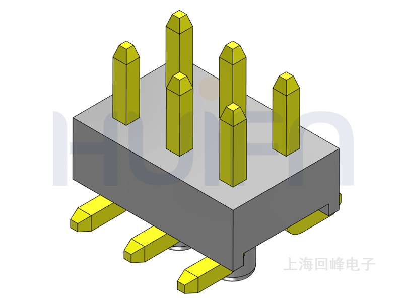 2.54mm 单塑 SMT 180度 2*3PIN 排针