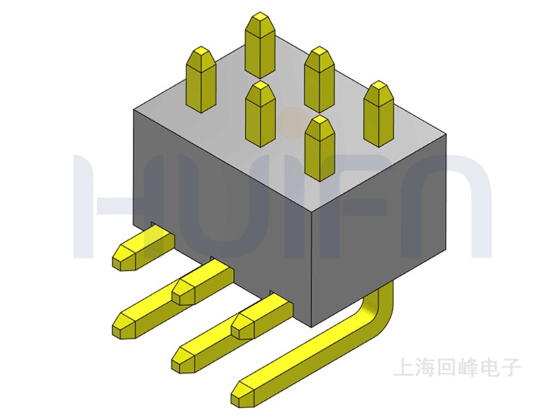 2.54mm 单塑 90度 2*3PIN 回峰排针