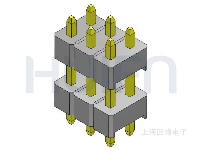 2.54mm 双塑 180度 2*3PIN 回峰排针