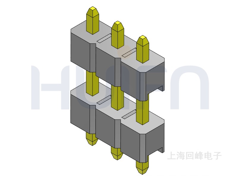 2.54mm 双塑 180度 1*3PIN 回峰排针